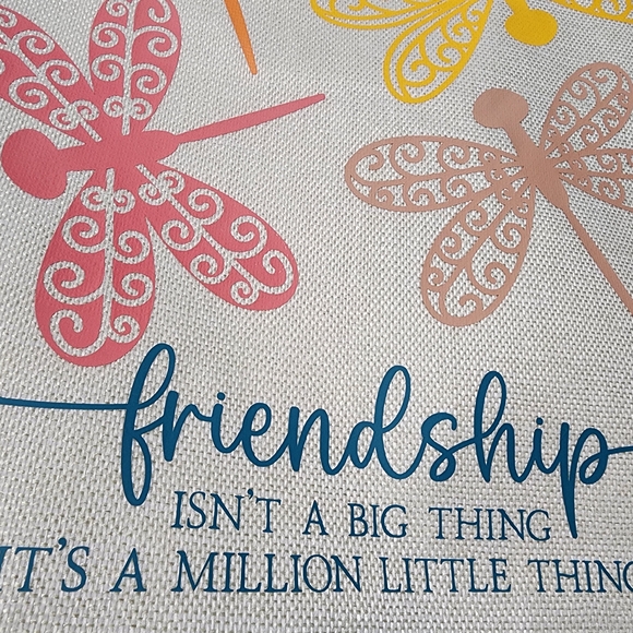 Colorful Friendship Quote Dragonfly Pillow Cover - Picture 2 of 3